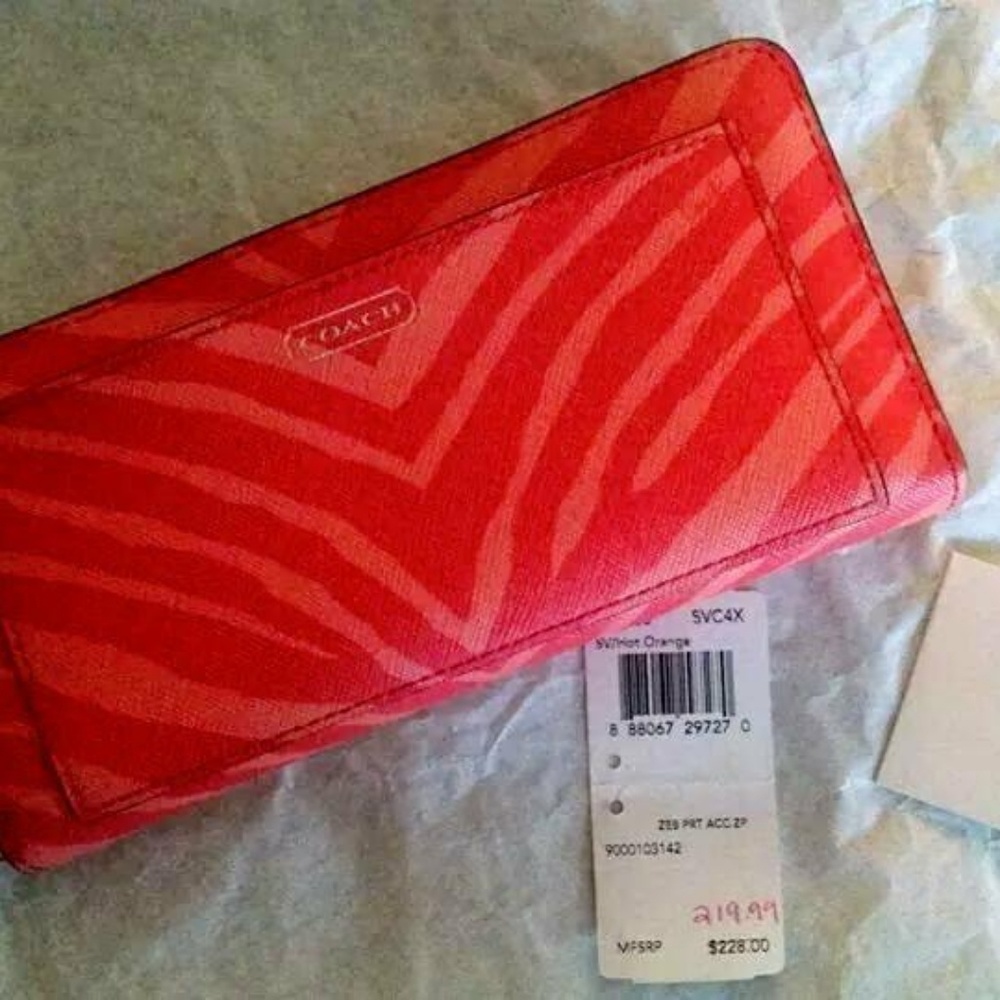 Coach Zebra Print Accordion Wallet